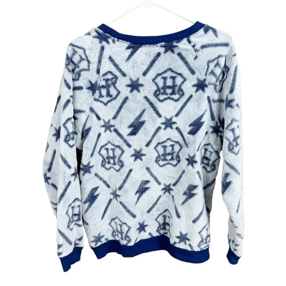 Wizarding World of Harry Potter Navy Blue Fleece Long Sleeve Sleep Top - Picture 2 of 6
